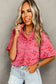 Rose red floral loose shirt - tops/blouses & shirts