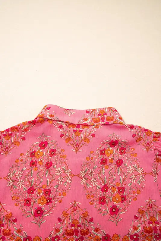 Rose red floral loose shirt - blouses & shirts