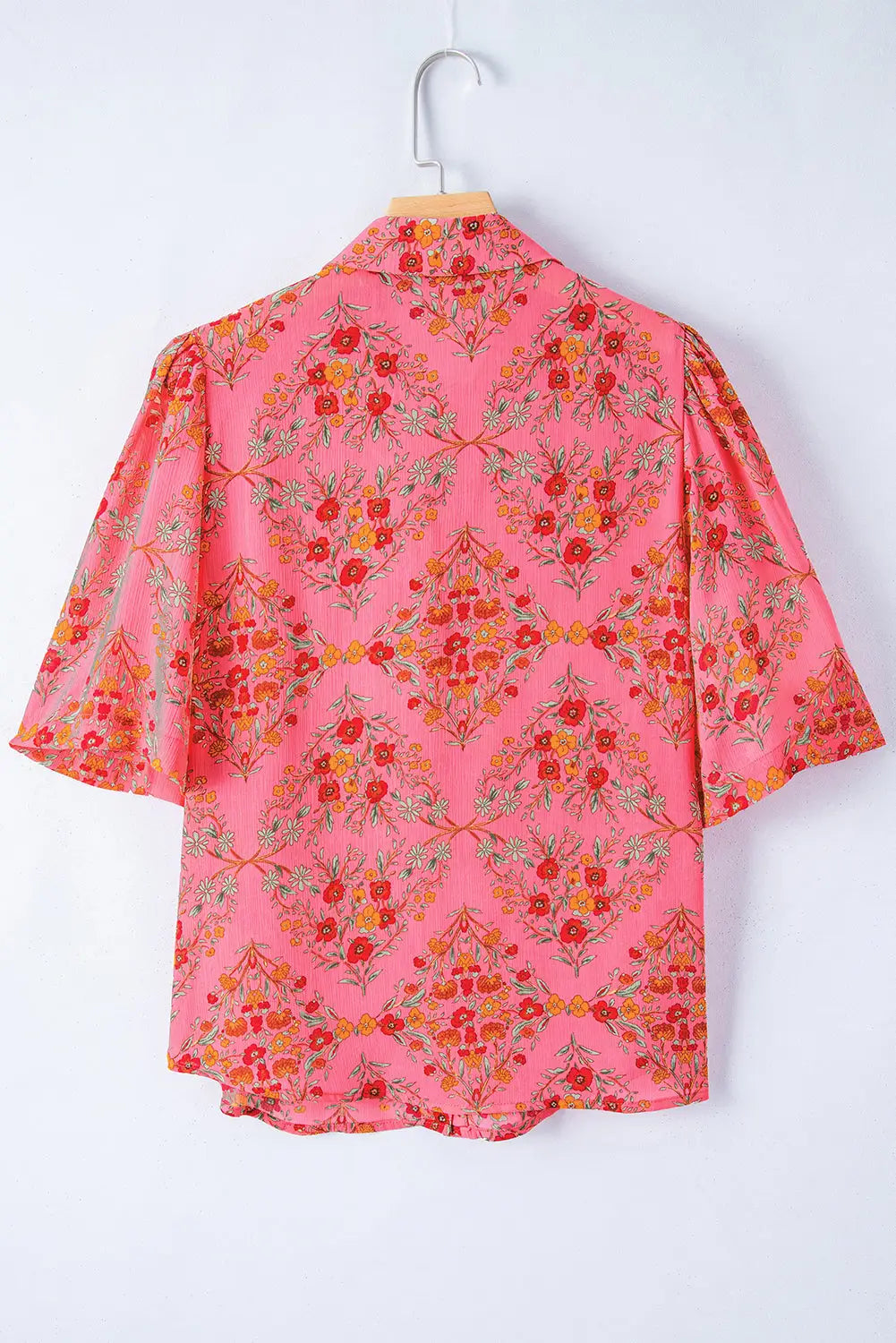 Rose red floral loose shirt - tops/blouses & shirts