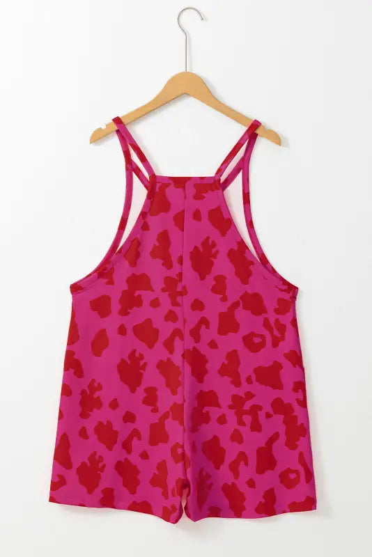 Rose red leopard sleeveless romper - bottoms/jumpsuits & rompers