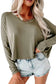 Rose red loose v neck dropped long sleeve top - tops