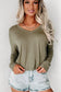 Rose red loose v neck dropped long sleeve top - tops