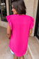 Rose Red Notched Neck Ruffle Sleeve Blouse - Fashionfitz