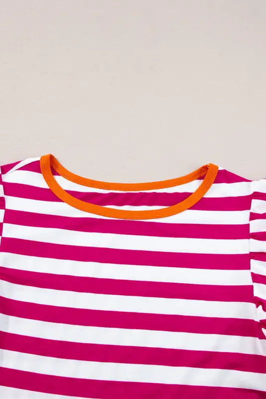 Rose red striped blouse - blouses