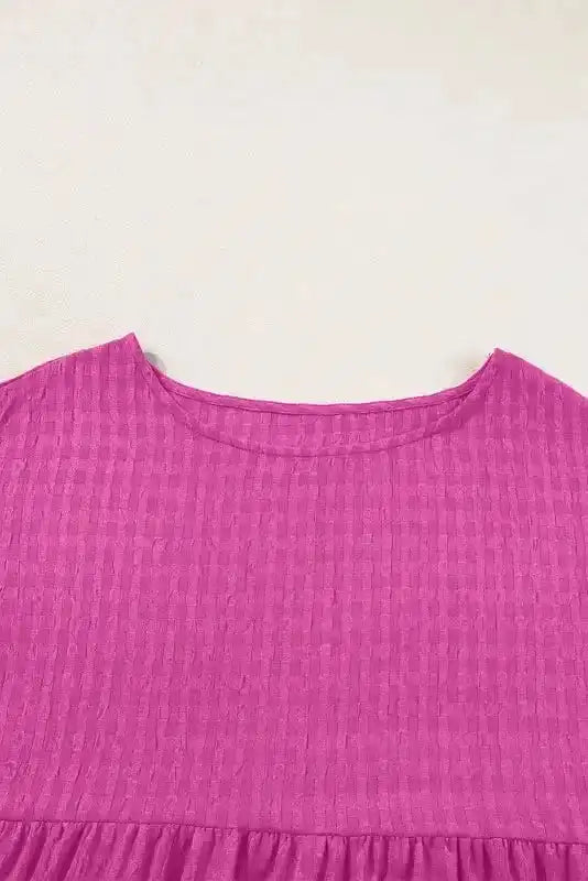 Rose Red Textured Mini Dress - Fashionfitz