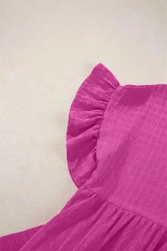 Rose Red Textured Mini Dress - Fashionfitz