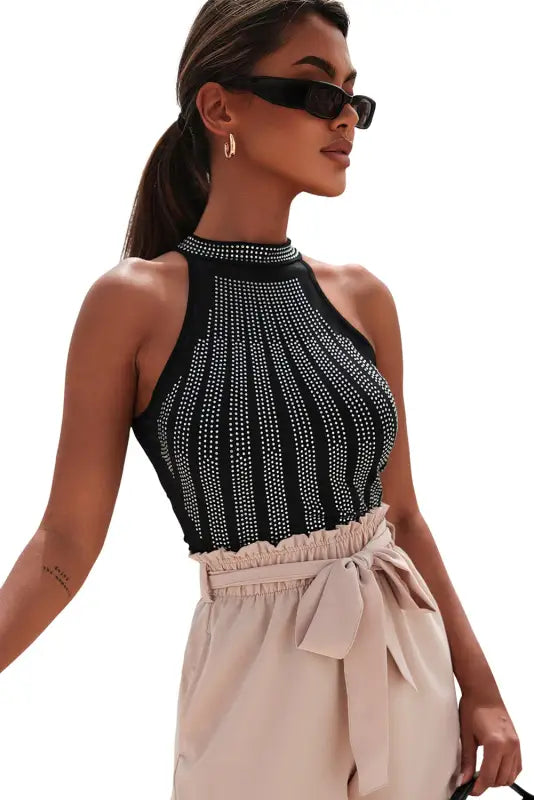 Rose rhinestone tube crop top - tops