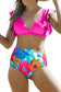 Rose ruffles high waist bikini - swimsuits