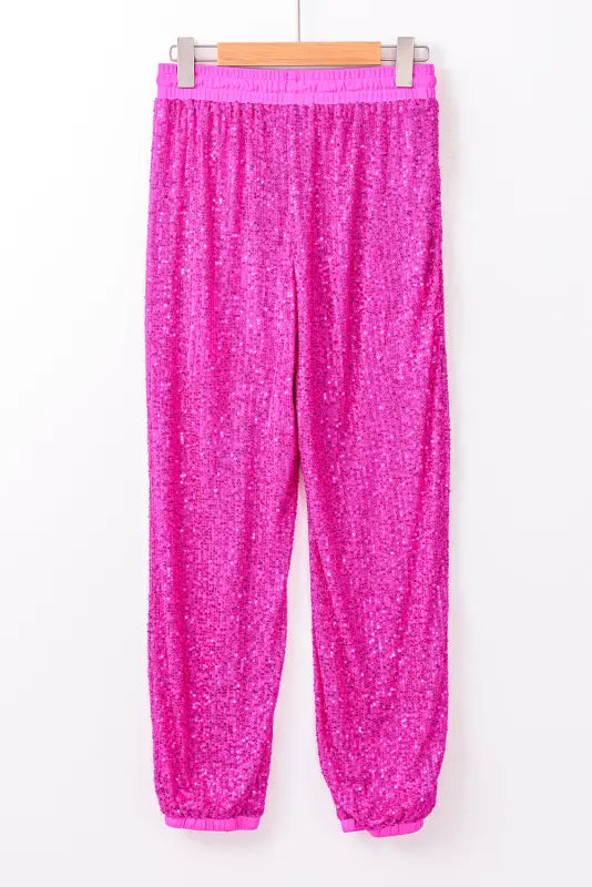 Rose sequin jogger pants - joggers