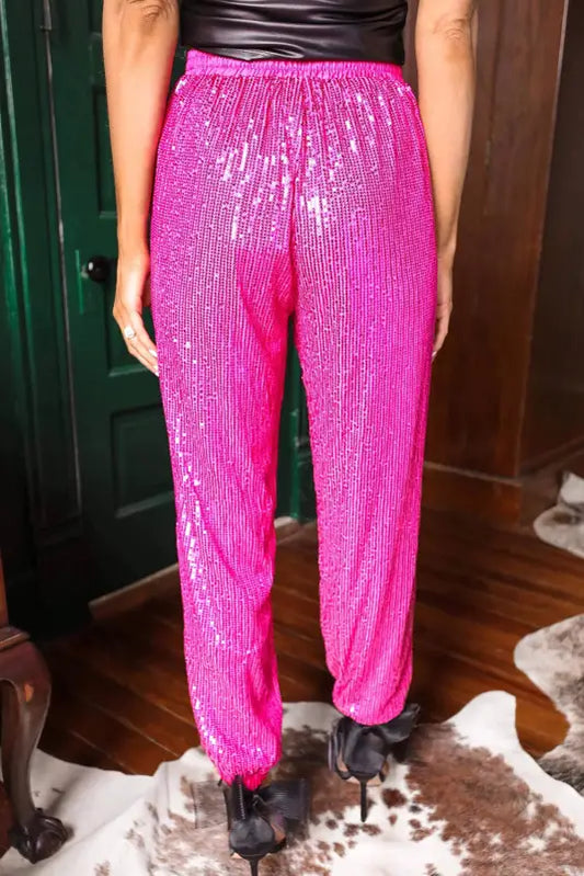 Rose sequin jogger pants - joggers