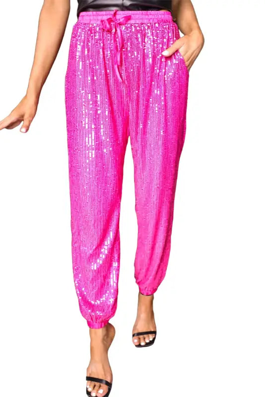 Rose sequin jogger pants - joggers