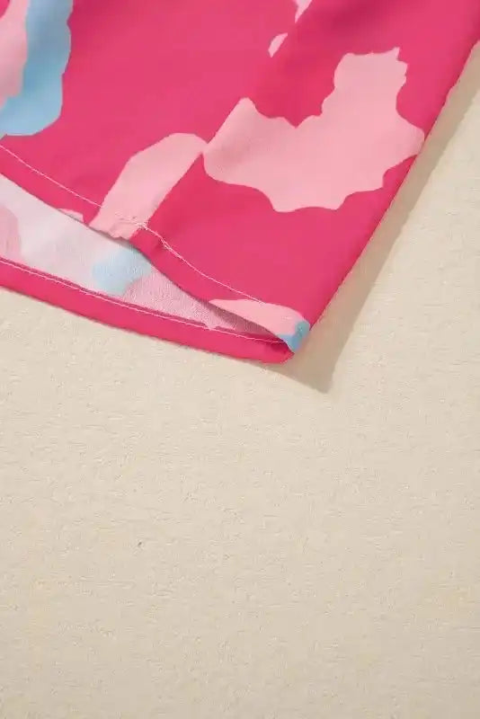 Rose Smocked Puff Sleeve V-Neck Blouse - Fashionfitz