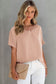 Rose solid v neck short sleeve blouse - tops