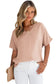 Rose solid v neck short sleeve blouse - tops