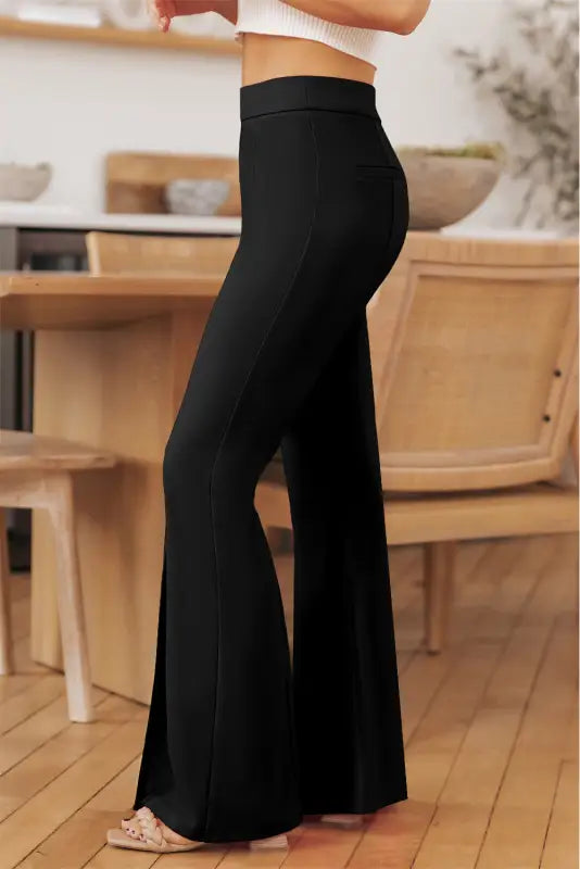 Rose split hem high waist pants - wide leg