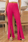Rose Split Hem High Waist Pants - Fashionfitz
