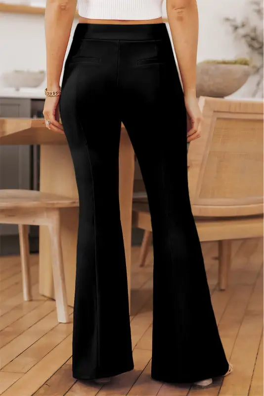 Rose split hem high waist pants - wide leg