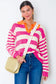 Rose stripe harmony sweater - chic v-neck | fashionfitz