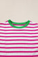 Rose stripe loose top - contrast trim crew neck short sleeve - t-shirts