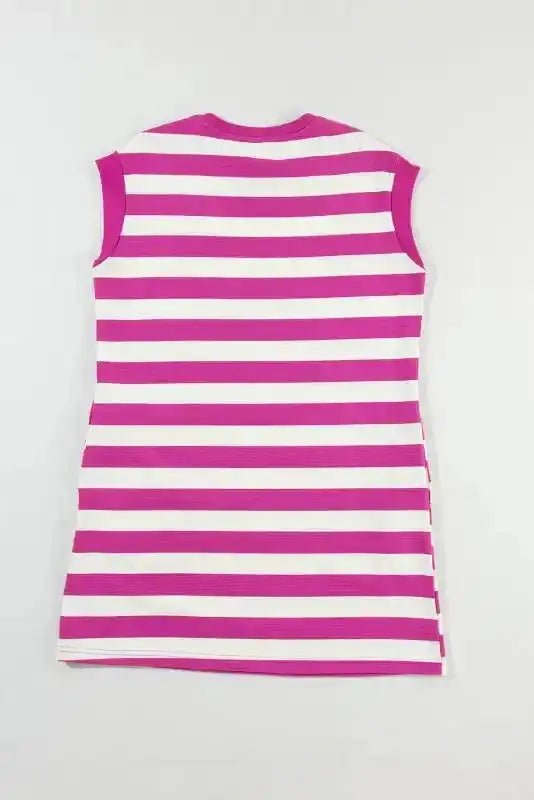 Rose Stripe Shift T-shirt Dress - Fashionfitz