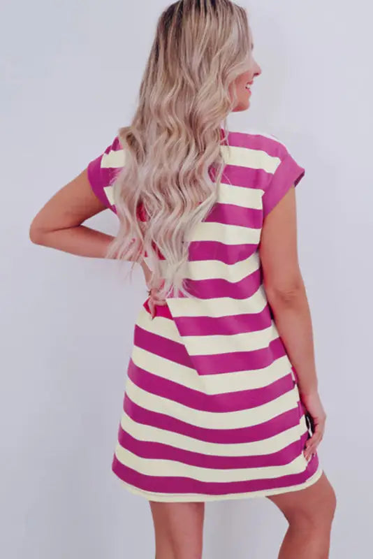 Rose stripe shift t-shirt dress - dresses/t shirt dresses