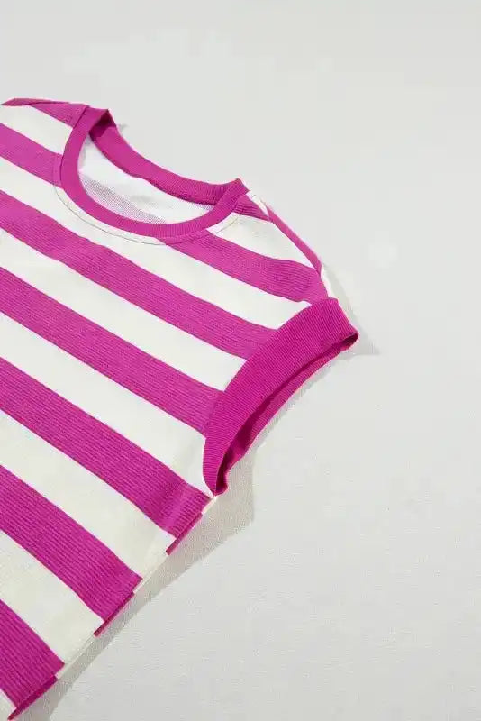 Rose Stripe Shift T-shirt Dress - Fashionfitz