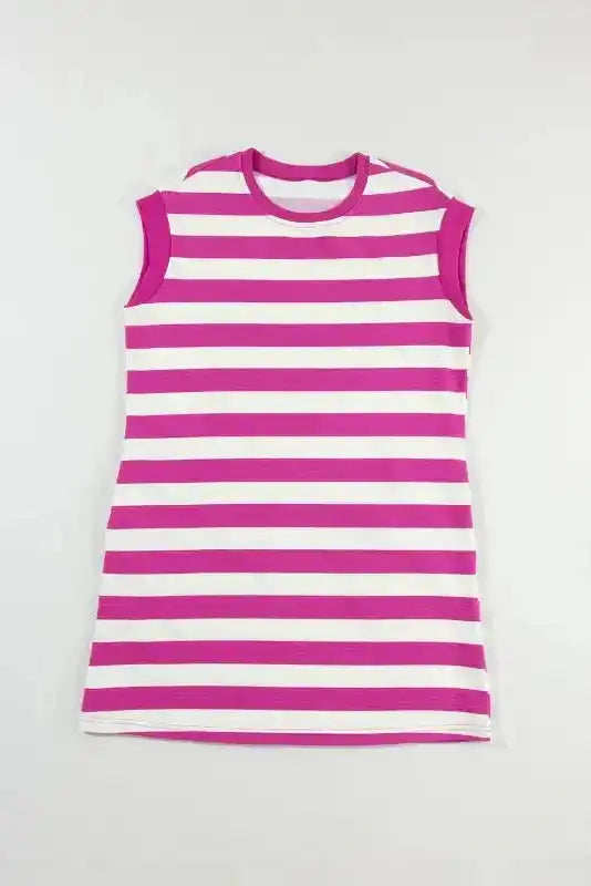 Rose Stripe Shift T-shirt Dress - Fashionfitz