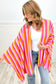 Rose stripe wide sleeve kimono - one size / 100% polyester - kimonos