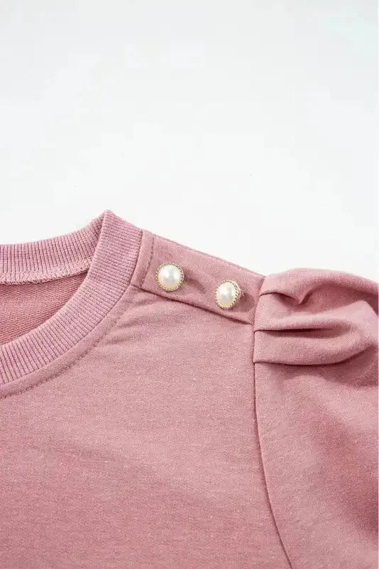 Rose Tan Button Tab Detail Long Sleeve Top - Fashionfitz
