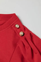 Rose Tan Button Tab Detail Long Sleeve Top - Fashionfitz