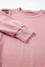 Rose Tan Button Tab Detail Long Sleeve Top - Fashionfitz