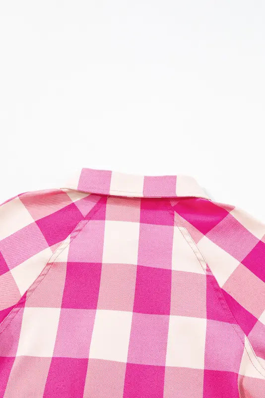 Rose tartan twist mini dress - pink and white checkered collar and upper back portion