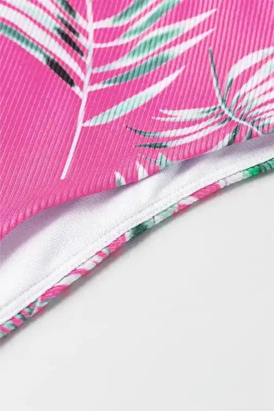 Rose Tropical Print Textured Bikini Bottoms - Fashionfitz