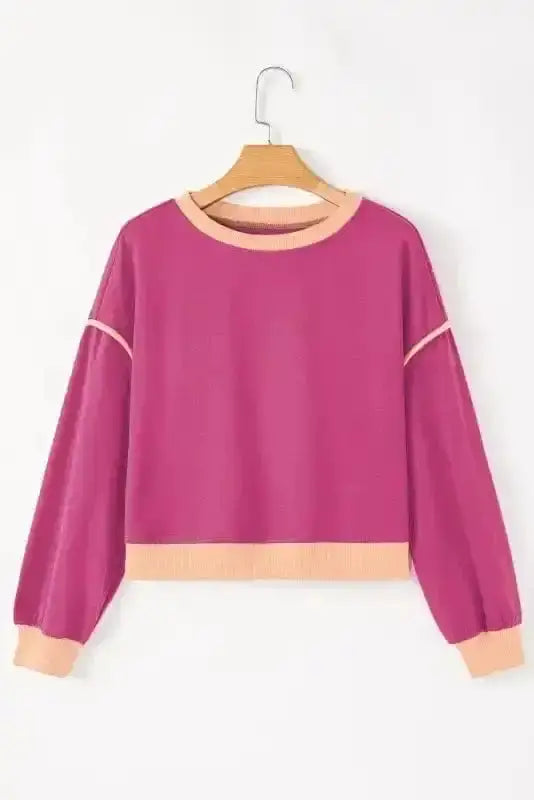 Two Piece Dresses Rosy Contrast Pullover and Skort Set