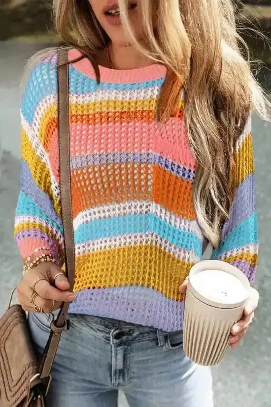 Short Sleeve Sweaters Rosy Ribbons Crochet Sweater