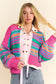 Rosystripes puff sleeve cardigan - vibrant & cozy