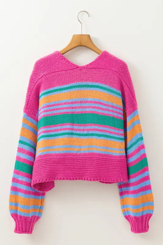 Rosystripes puff sleeve cardigan - vibrant & cozy