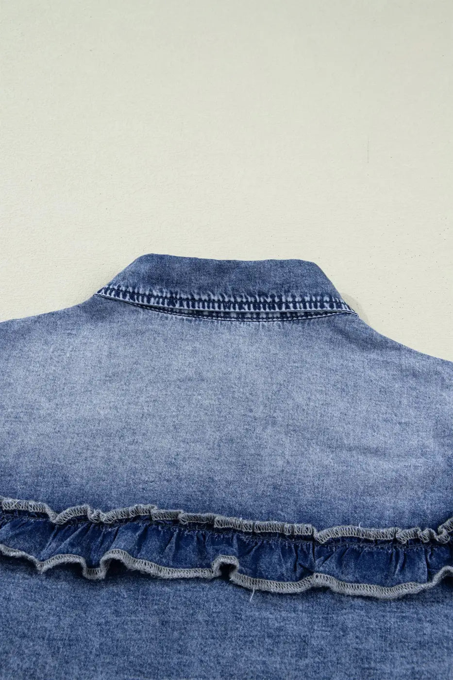 Ruffle denim shirt women | vintage blue western top
