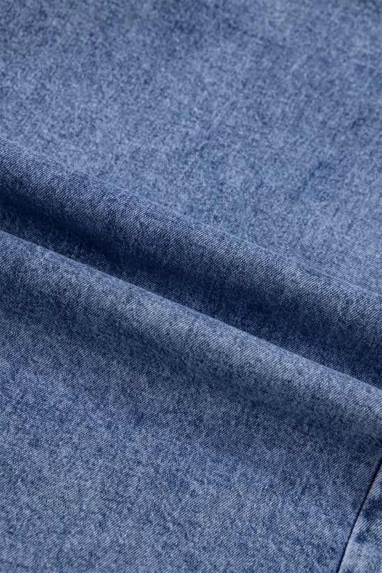 Ruffle denim shirt women | vintage blue western top