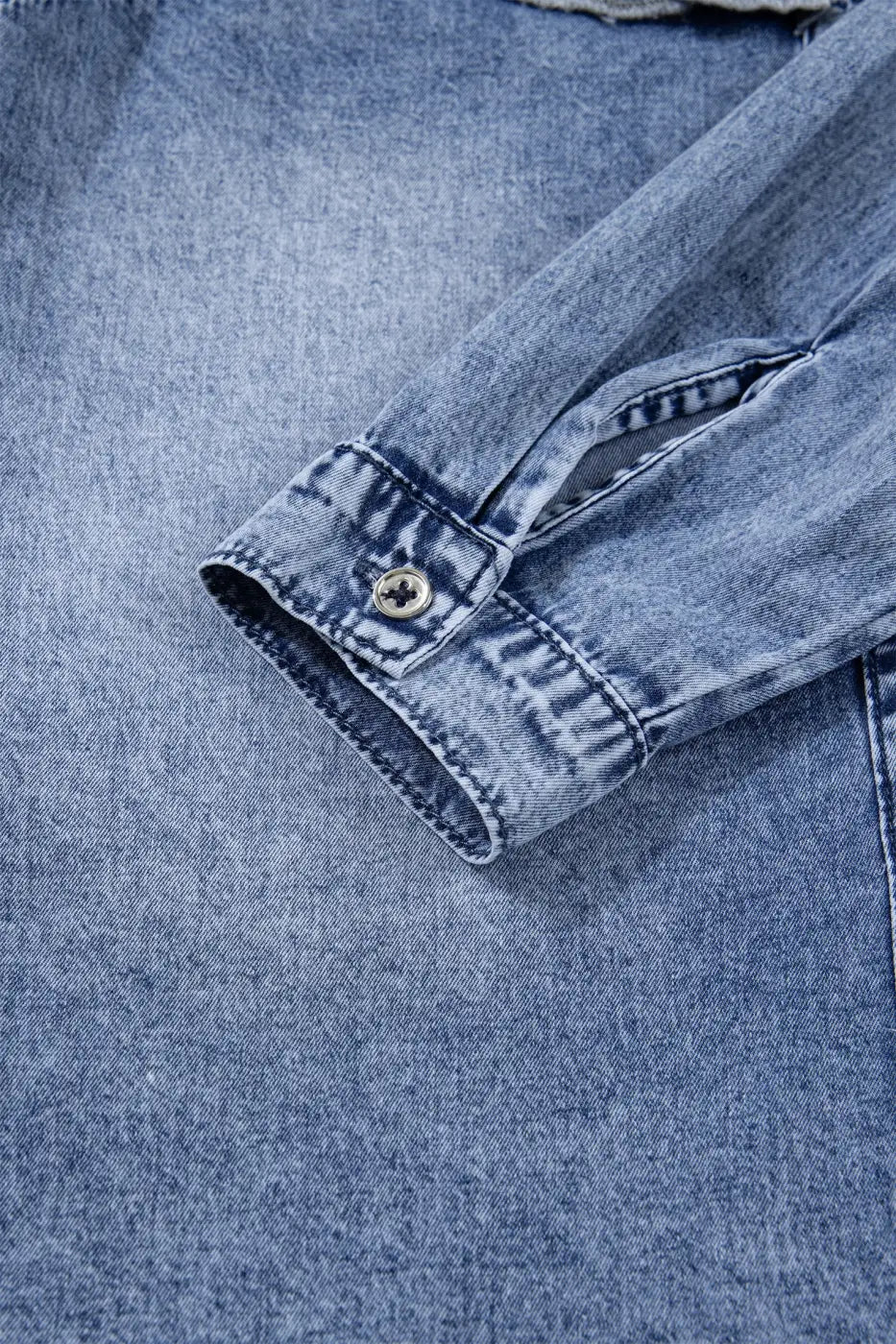 Ruffle denim shirt women | vintage blue western top