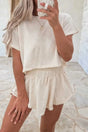 Two Piece Short Sets Beige / S / 75%Polyester+20%Cotton+5%Elastane Polished Ruffle Skort Set