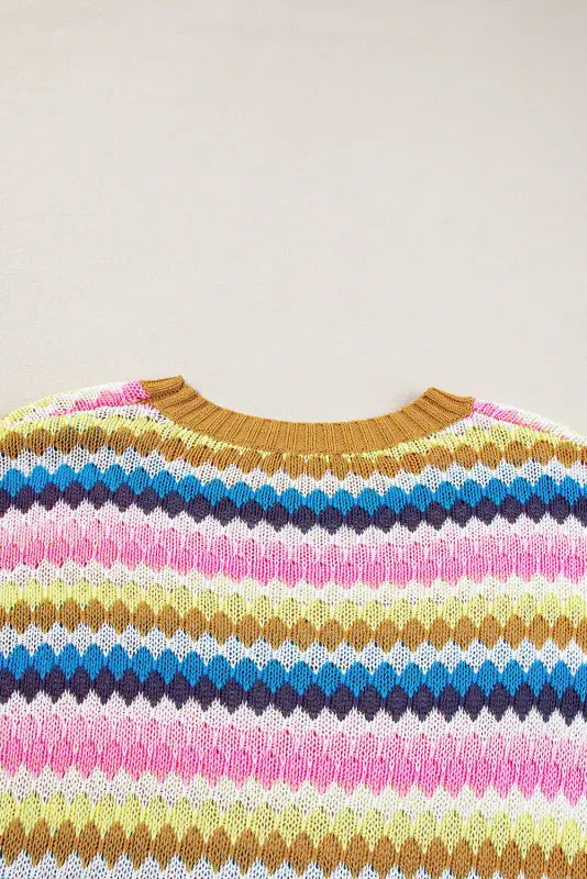 Ruffle sleeve colorful textured sweater - tops/sweaters & cardigans