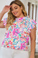 Ruffle sleeve floral blouse - plus size blouses