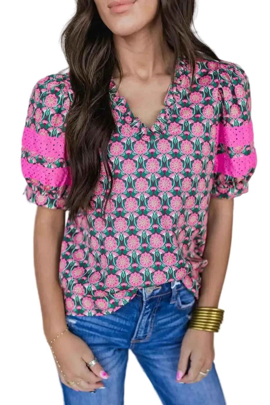 Blouses Sachet Pink / S / 100%Polyester RuffleBloom Elegance Top