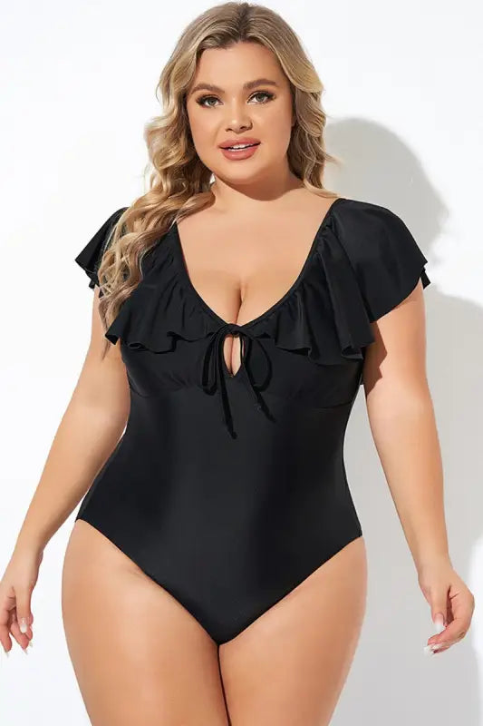 Ruffled one-piece swimsuit - plus size elegance fashionfitz