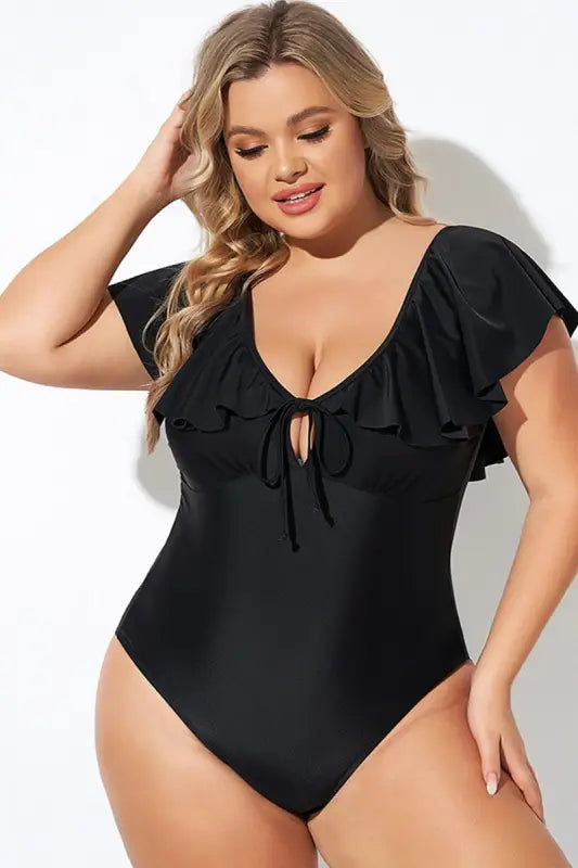 Ruffled one-piece swimsuit - plus size elegance fashionfitz