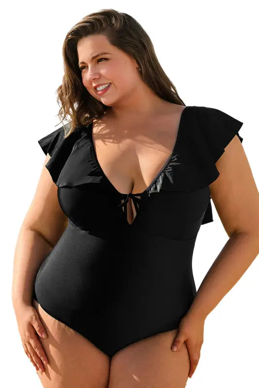 Ruffled one-piece swimsuit - plus size elegance fashionfitz