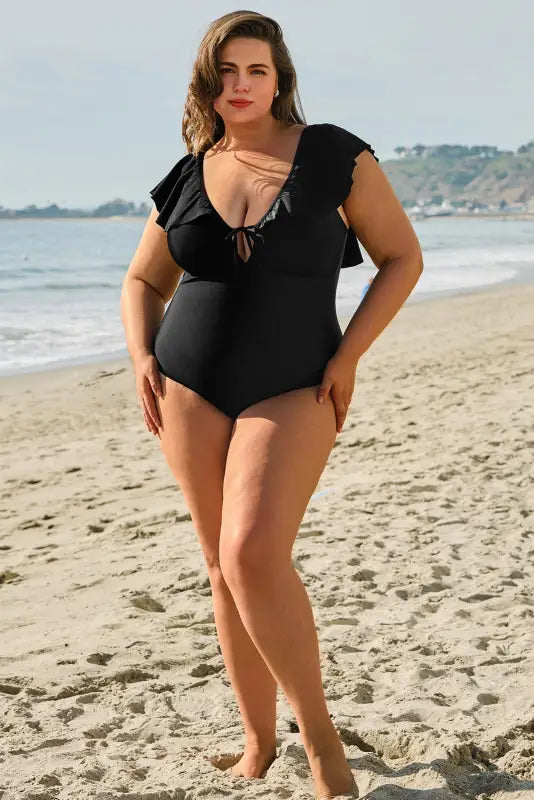 Ruffled one-piece swimsuit - plus size elegance fashionfitz