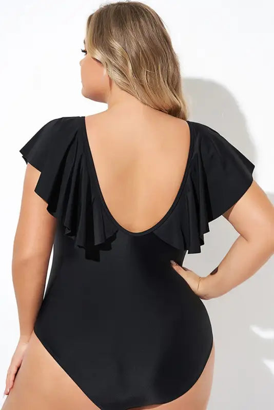 Ruffled one-piece swimsuit - plus size elegance fashionfitz