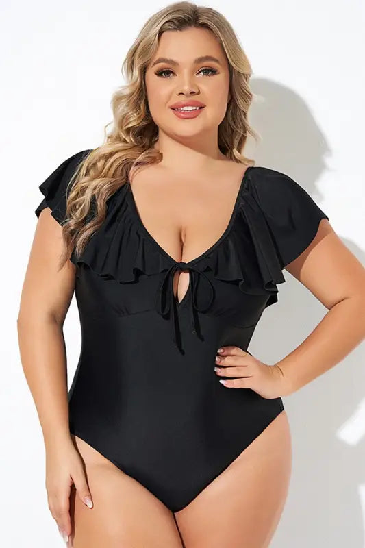 Ruffled one-piece swimsuit - plus size elegance fashionfitz